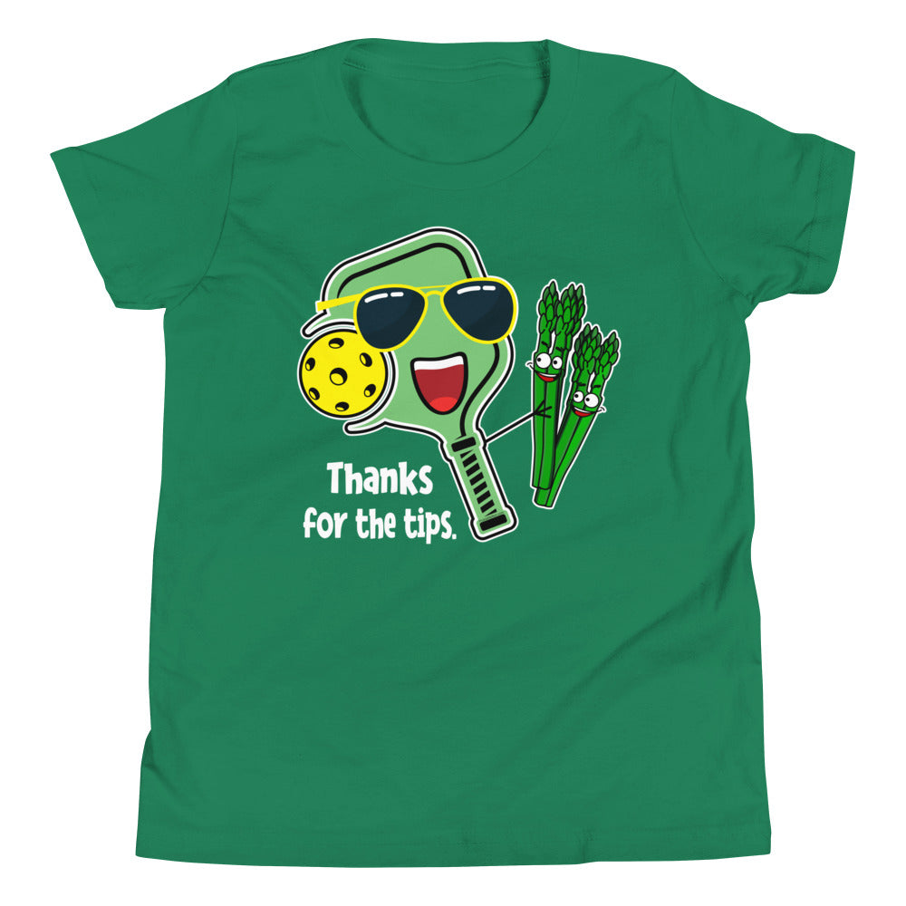 Fun Pickleball Pun: "Thanks For The Tips" Youth Short Sleeve T-Shirt