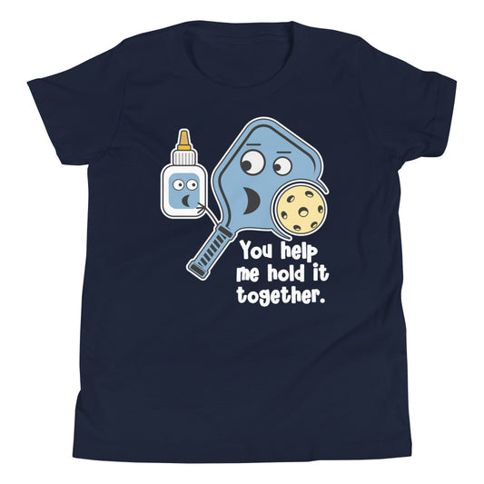 Fun Pickleball Pun: "You Help Me Hold It Together," Youth Short Sleeve T-Shirt