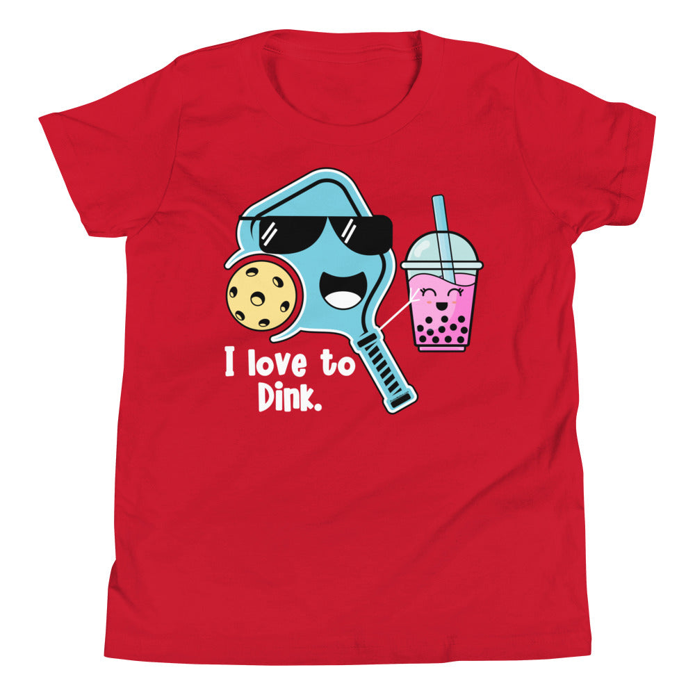 Fun Pickleball Pun: "I Love To Dink," Youth Short Sleeve T-Shirt
